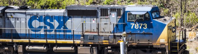 Lafayette - Circa April 2017: CSX Locomotive Train. CSX operates a Class I railroad in the US V